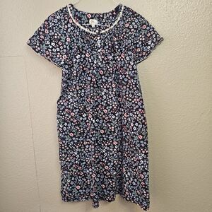 Aria Collection Nightgown Womens Large Floral Cotton Cottagecore Lace Trim EE764